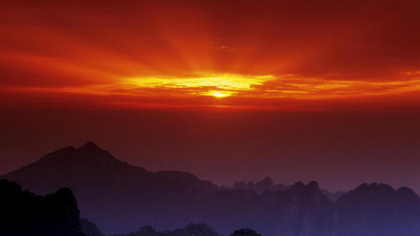 Sunset. Huangshan. China.